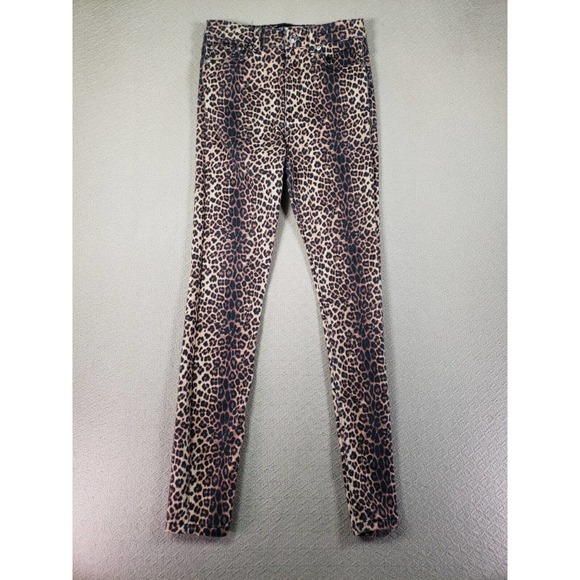 Zara Jeans Womens 4 Multicolor Denim High Rise Cheetah Print Skinny Leg - Picture 1 of 9